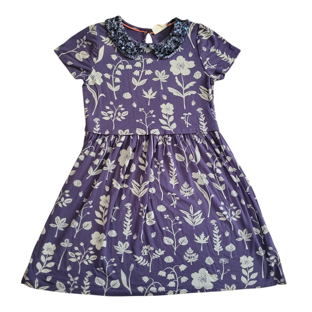 Mini Boden Purple Floral Peter Pan Collar Dress